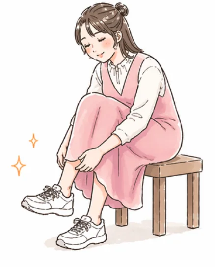 椅子に座って靴を履く妊婦さん