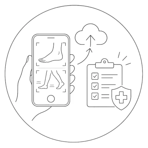 スマホで足を撮影してアップロードする絵