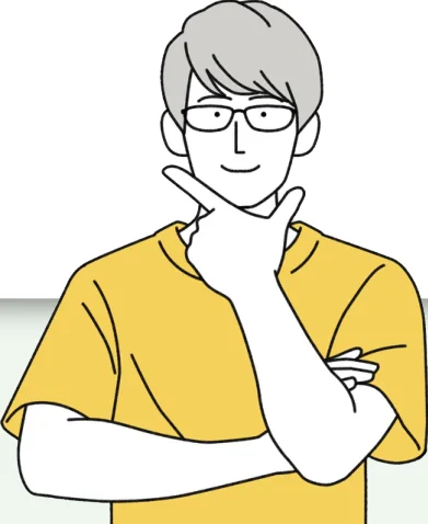 あごに手を当てて話す理学療法士のイラスト
